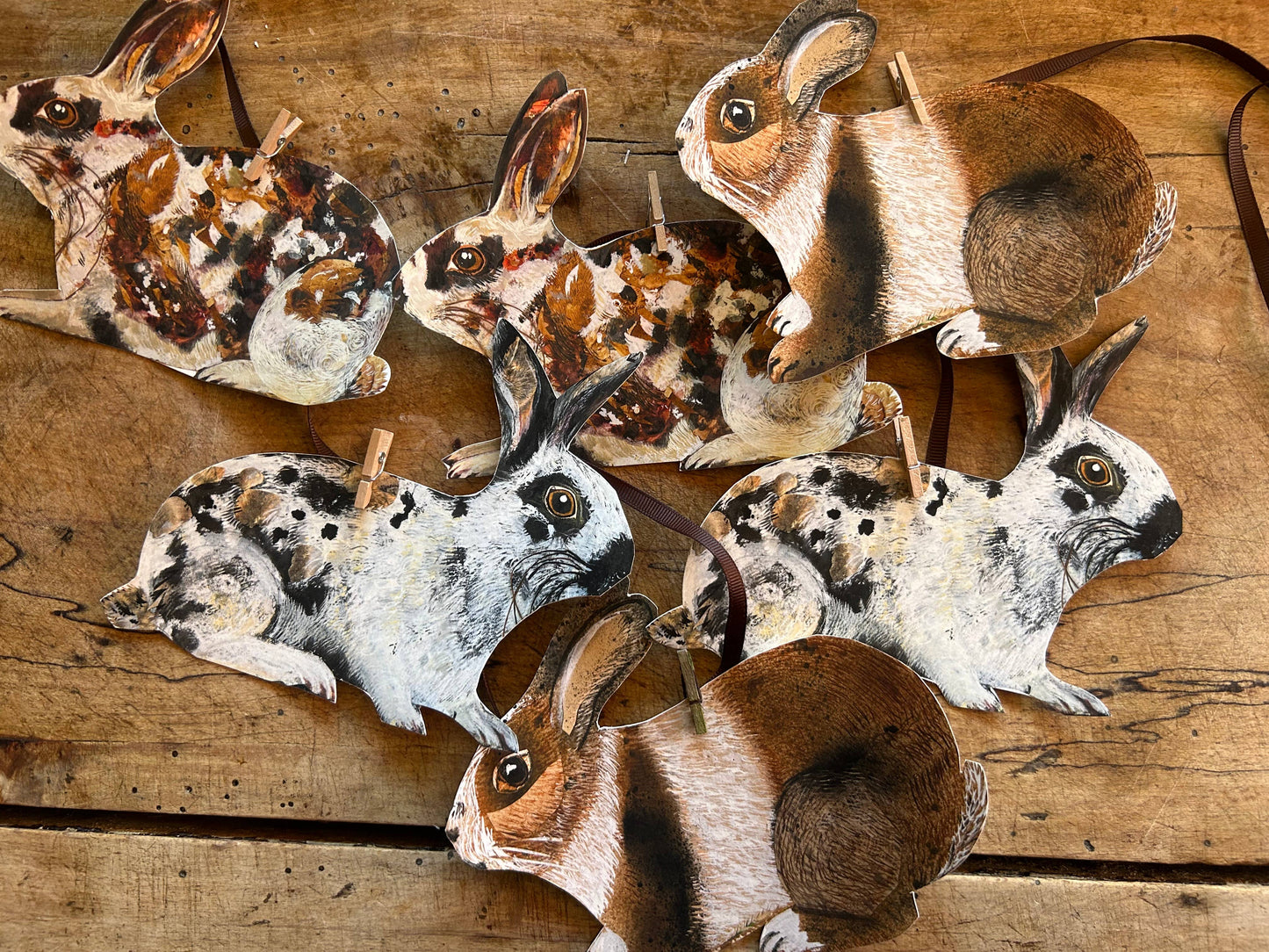 Handmade Fine art paper Bunny Garland 