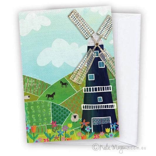 Windmill Rolling Hill GREETING CARD