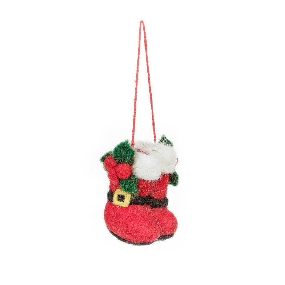 Handmade Felt Santa's Boots Hanging Christmas Decoration