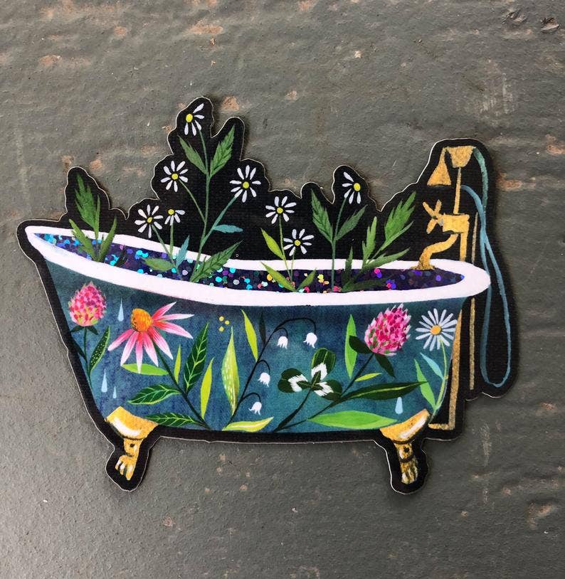 Katie Daisy Bathtub Glitter Sticker
