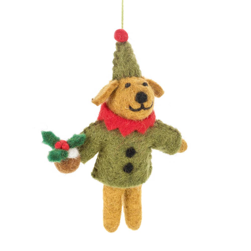 Hamdmade Felt Bernard the Dog Hanging Christmas Decoration