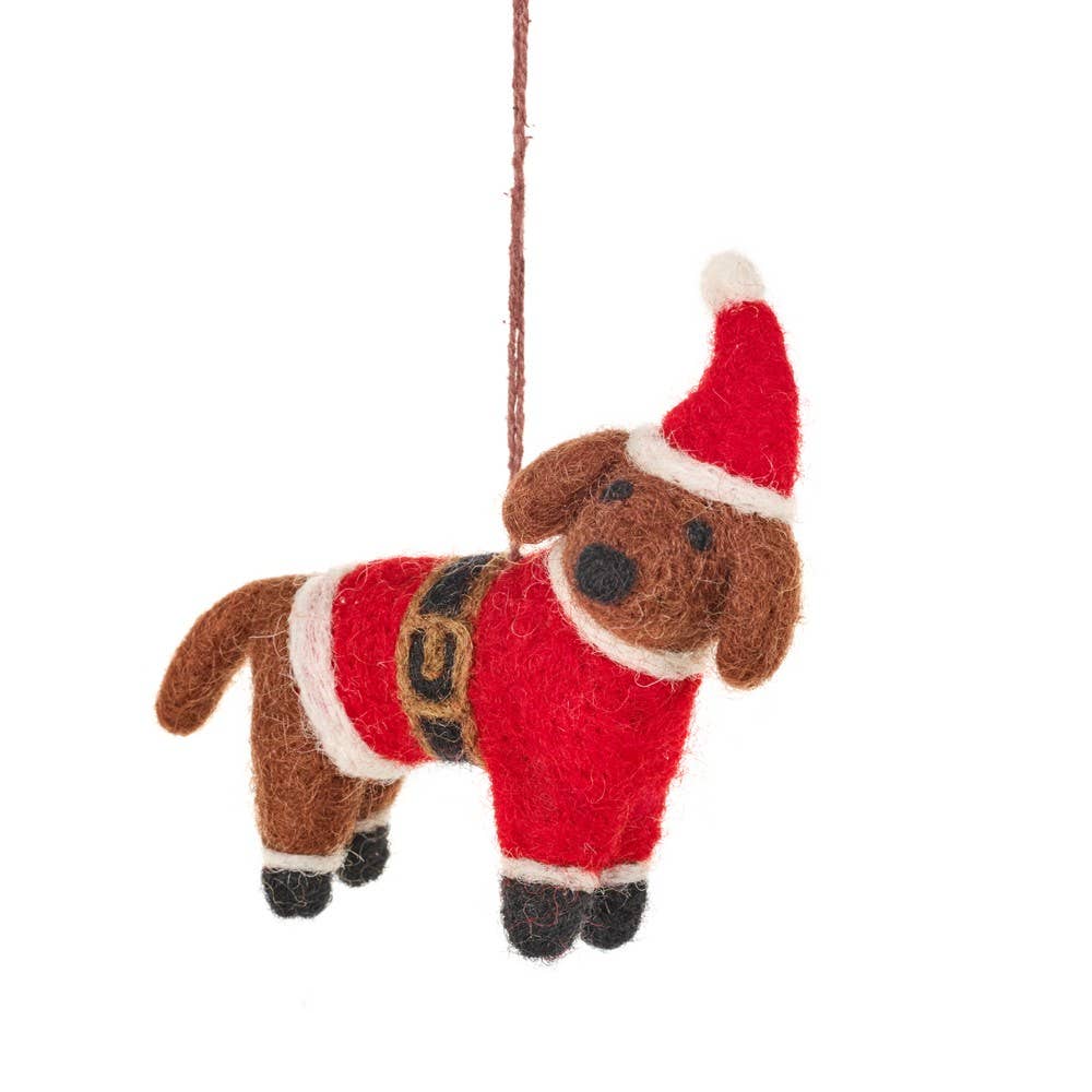 Handmade Felt Buddy Festive Dog Decoration