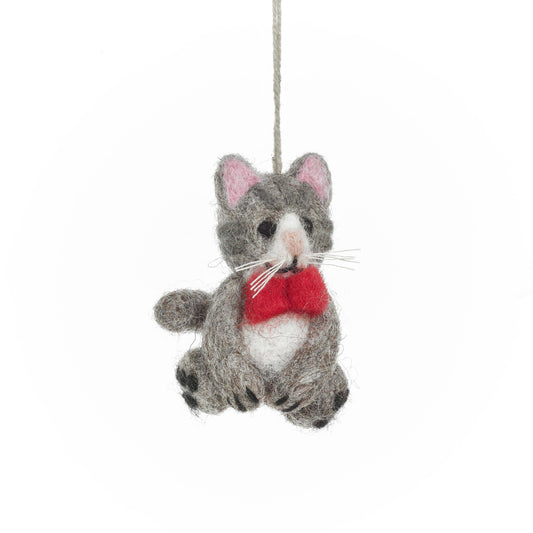 Handmade Felt Ferguson the Cat Hanging Decoration