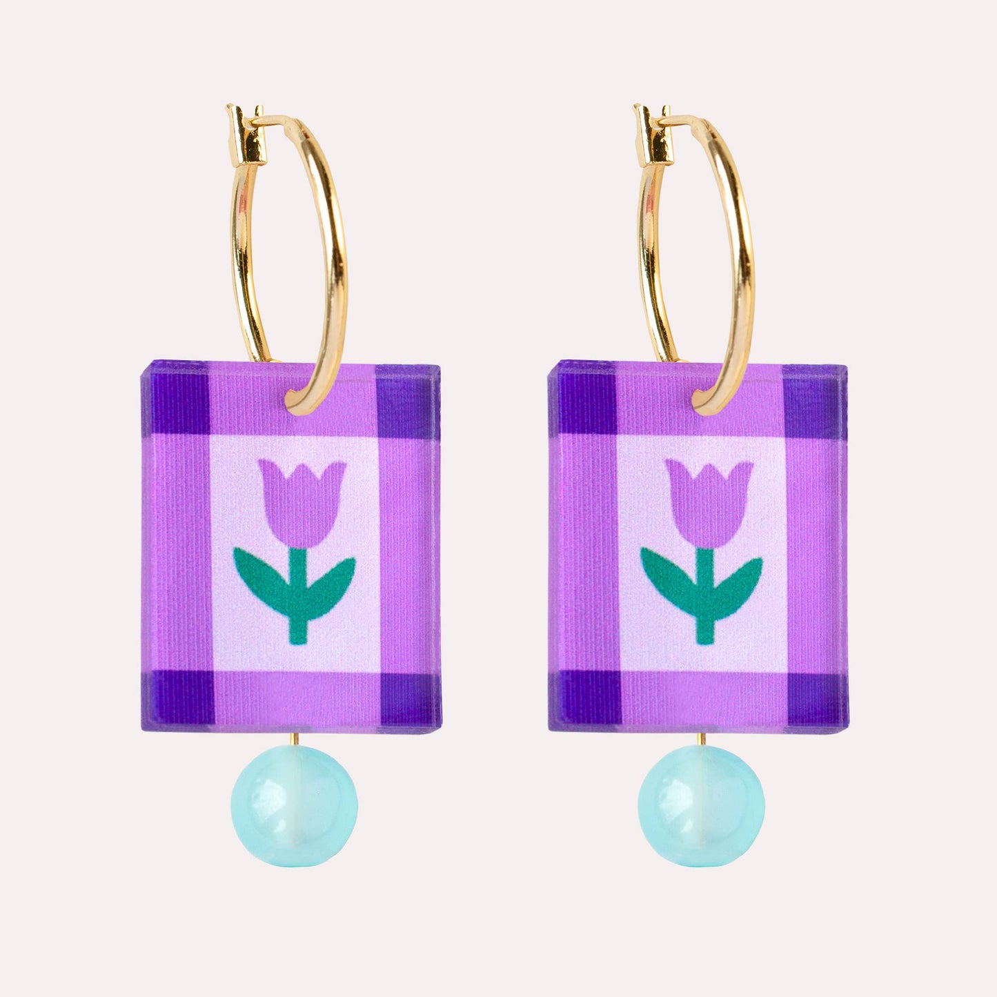 Hoop Earrings | Purple Folk Floral | Jewellery Gift for Her
