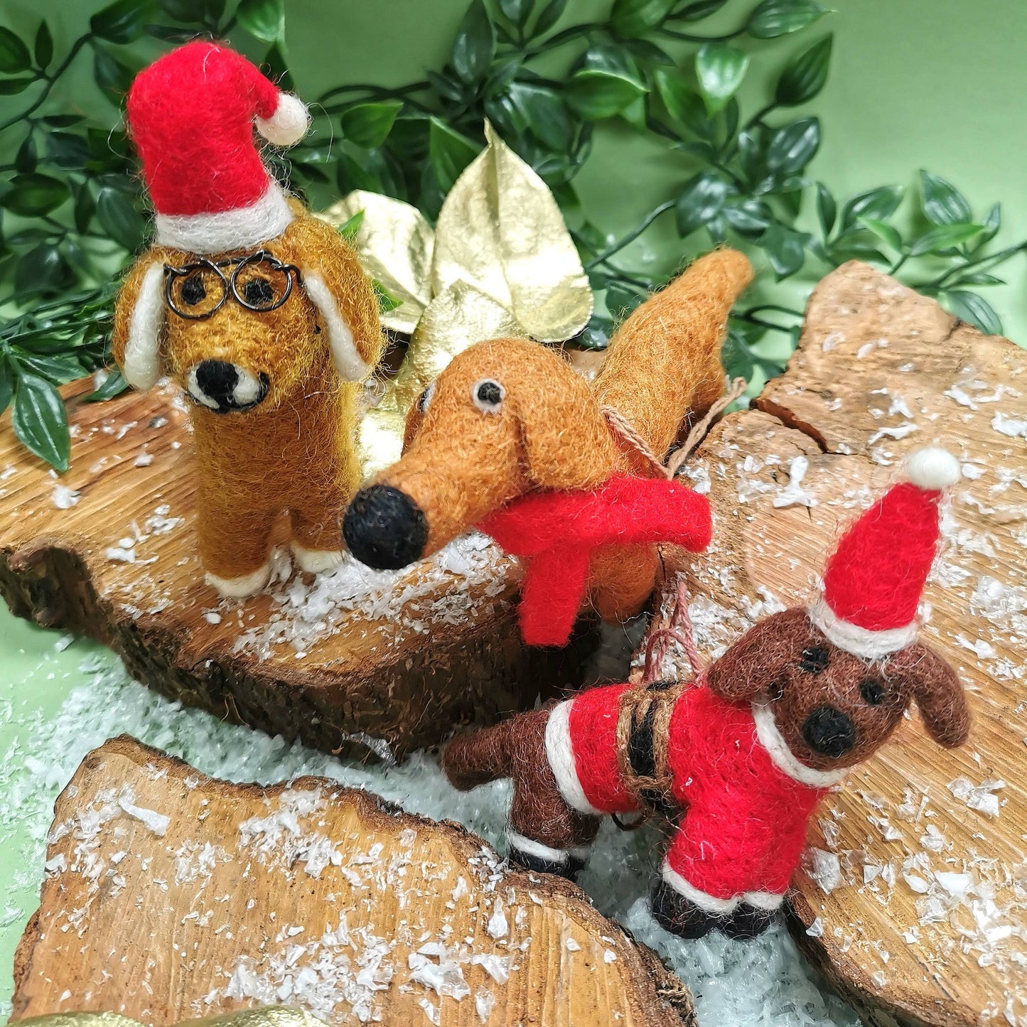 Handmade Felt Buddy Festive Dog Decoration