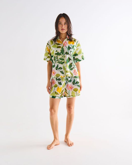 Kip and Co Organic Cotton Short Sleeve Shirt & Short Pyjama Set - Wander