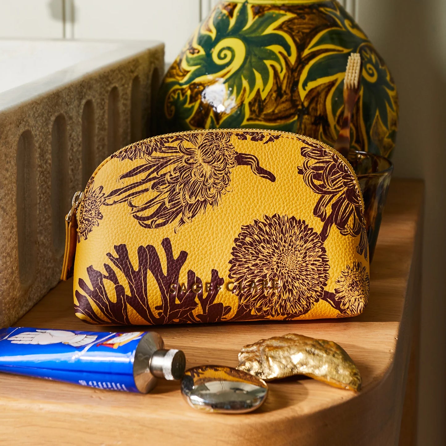 Sage and Clare Delphine Cosmetic Pouch - Dune