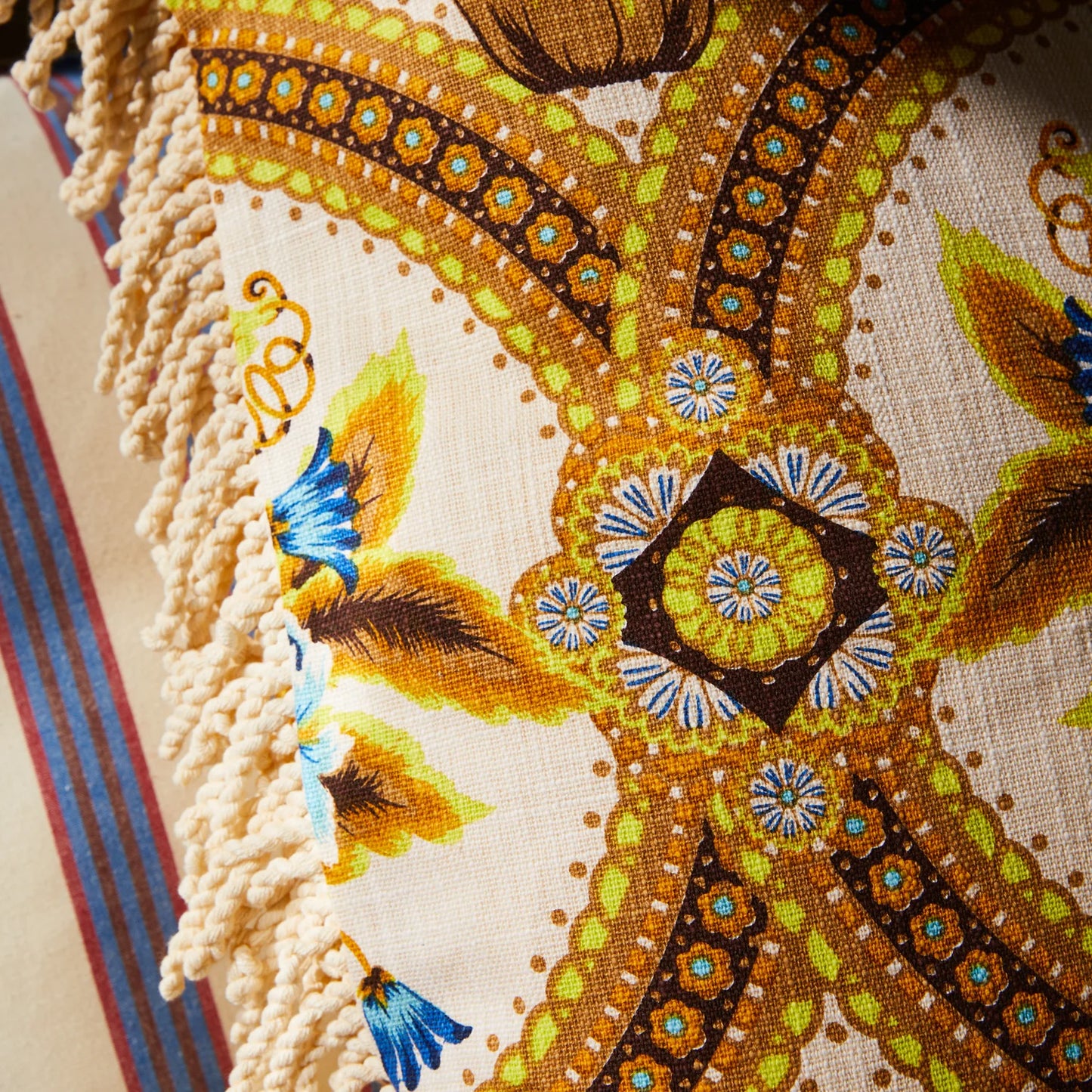 Sage and Clare Margaret Fringe Cushion - Clay