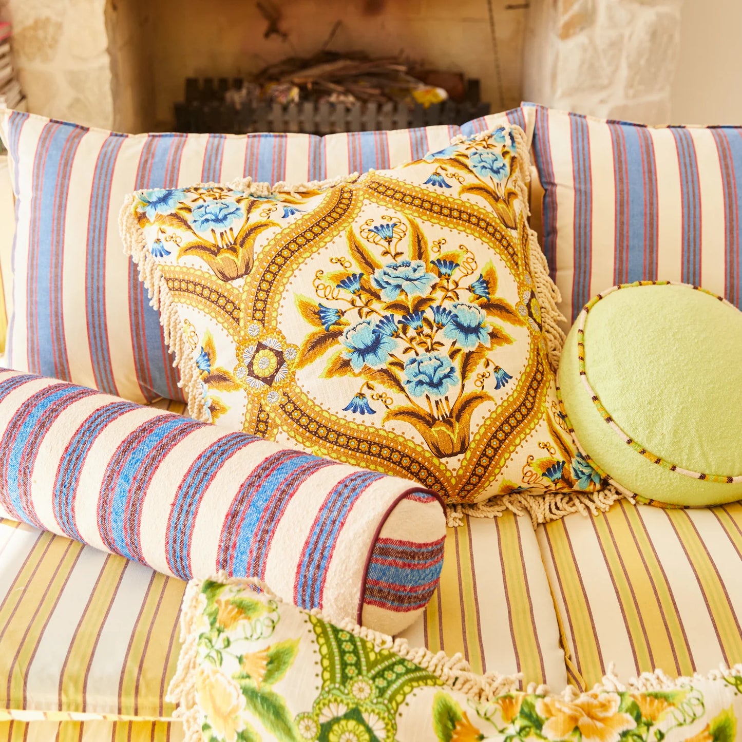 Sage and Clare Margaret Fringe Cushion - Clay