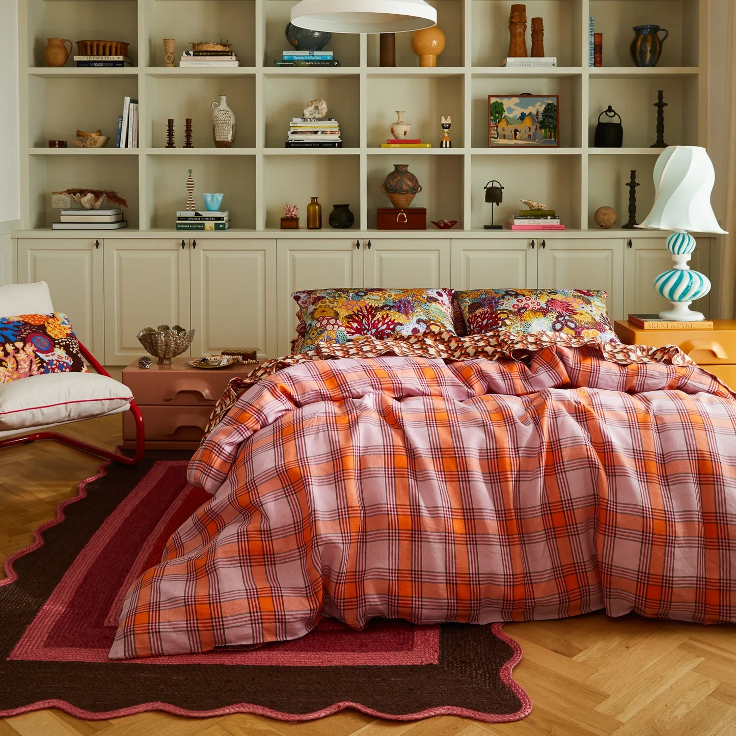 Sage and Clare Isla Quilt Cover - Vivid Coral