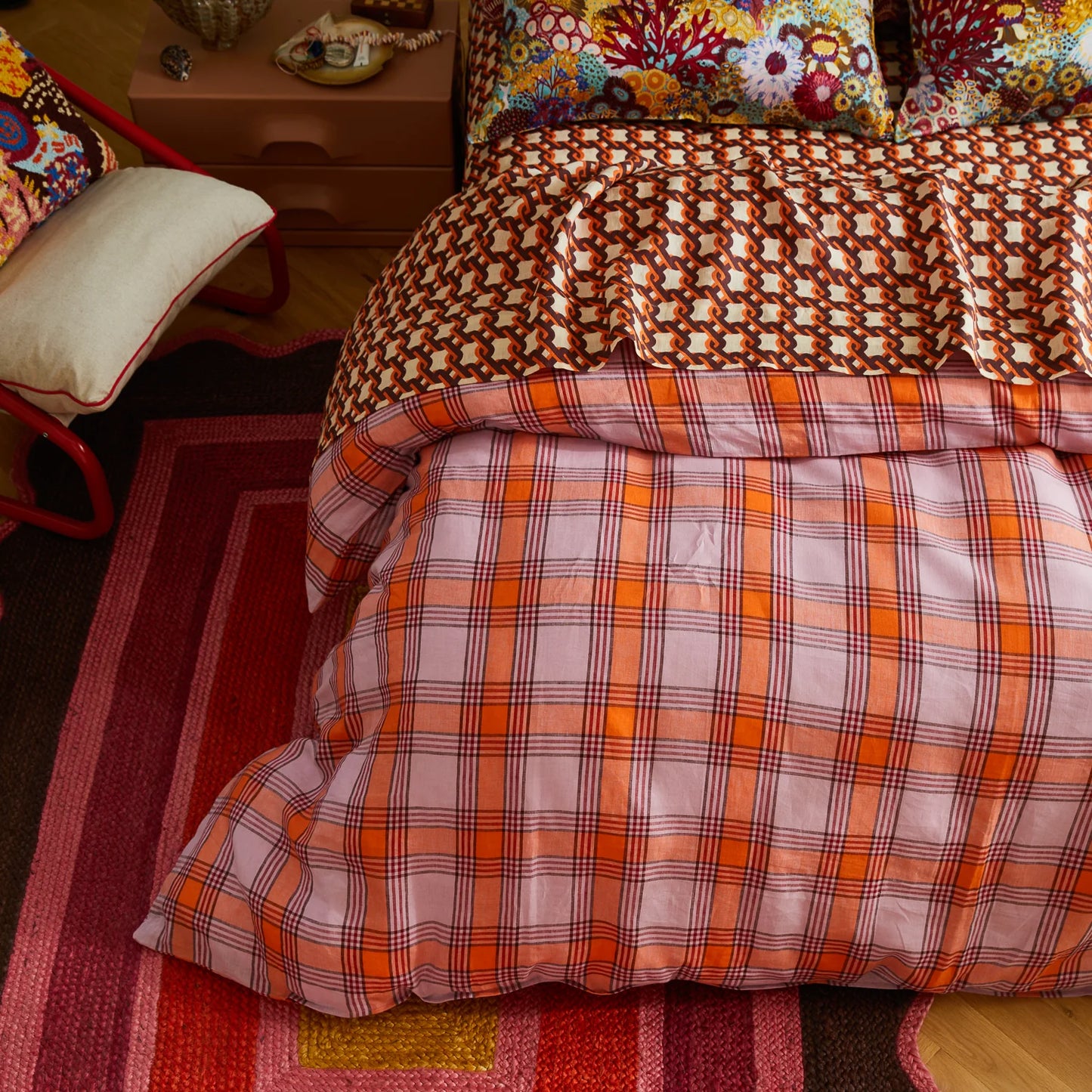Sage and Clare Isla Quilt Cover - Vivid Coral