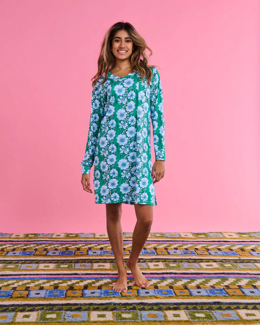 Kip and Co Organic Cotton Long Sleeve Nightie - Tumbling Flowers