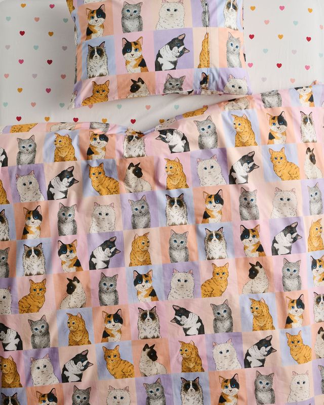 Kip and Co Organic Cotton Standard Pillowcase - Kitty Cat SINGLE