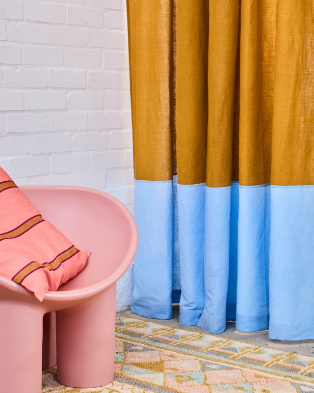 Kip and Co Linen Curtains - Honey Blue (single panel)