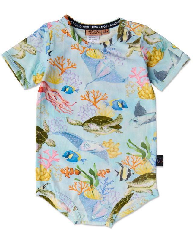 Kip and Co Organic Short Sleeve Romper - Reef Life