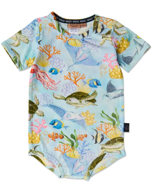 Kip and Co Organic Short Sleeve Romper - Reef Life