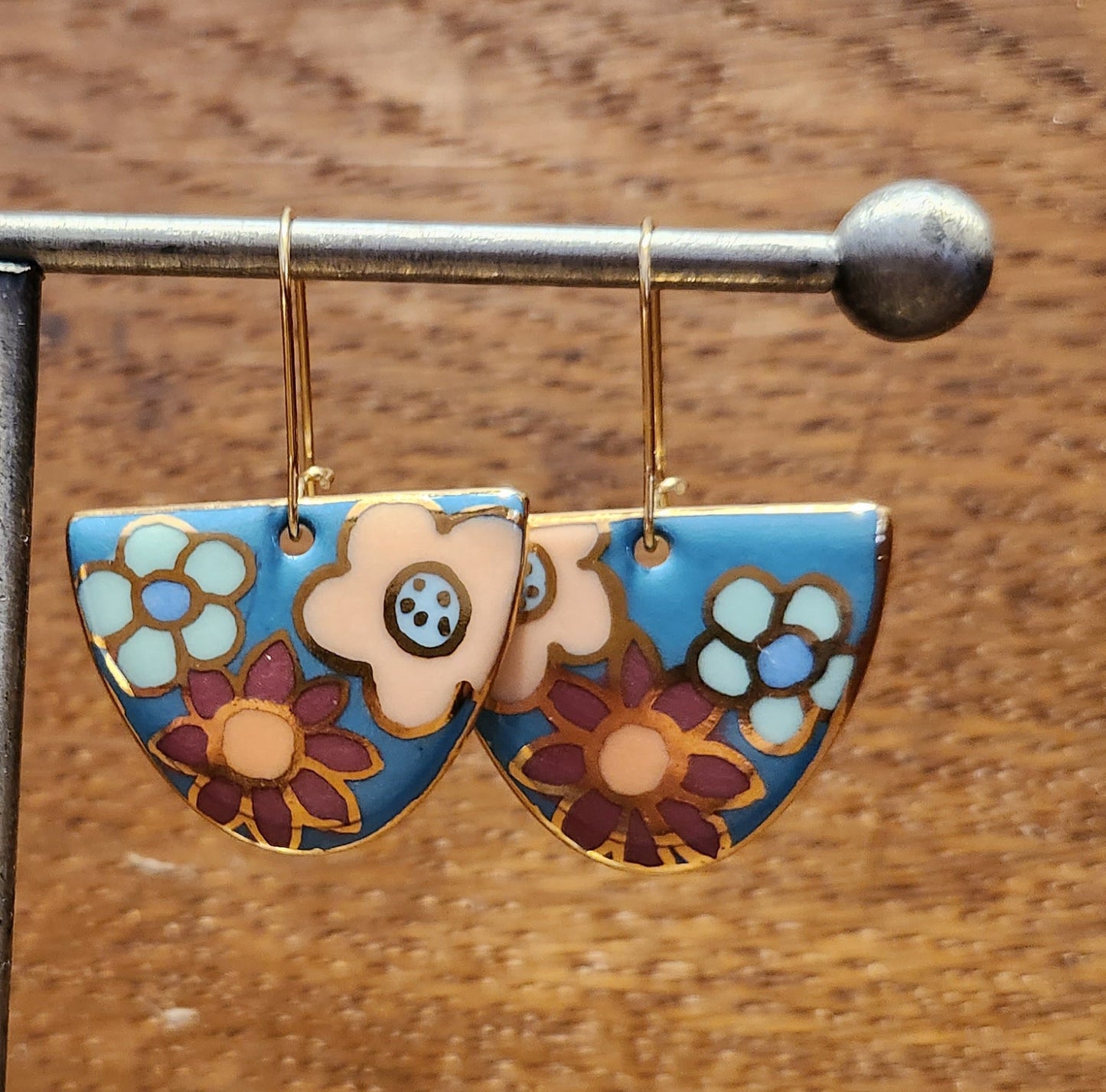 D Shaped Floral Earrings