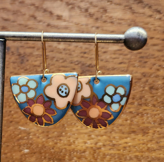 D Shaped Floral Earrings