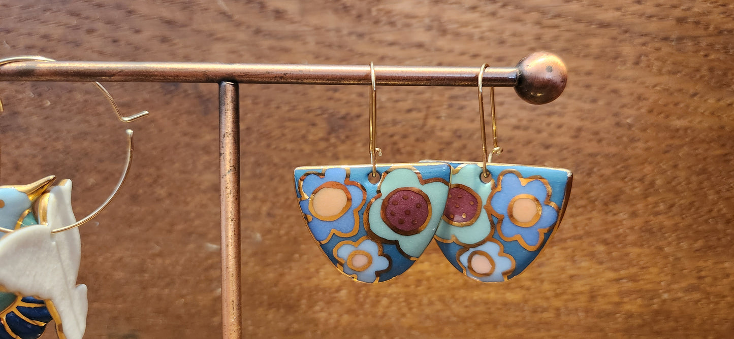 D Shaped Floral Earrings